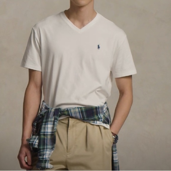 Polo Ralph Lauren White Men'sV Neck Tee  Shirt XXL - Picture 3 of 8